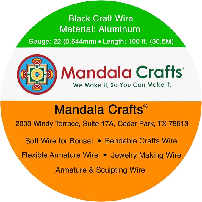 Mandala Crafts 22 Gauge Black Anodized Aluminum Craft Wire, 100 FT | Colored - Image 3