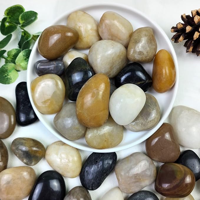 YISZM 40lbs Pebbles for Landscaping Garden Indoor Plants, 1-2 Inch Mixed Color by YISZM-ForYourNaturalLife