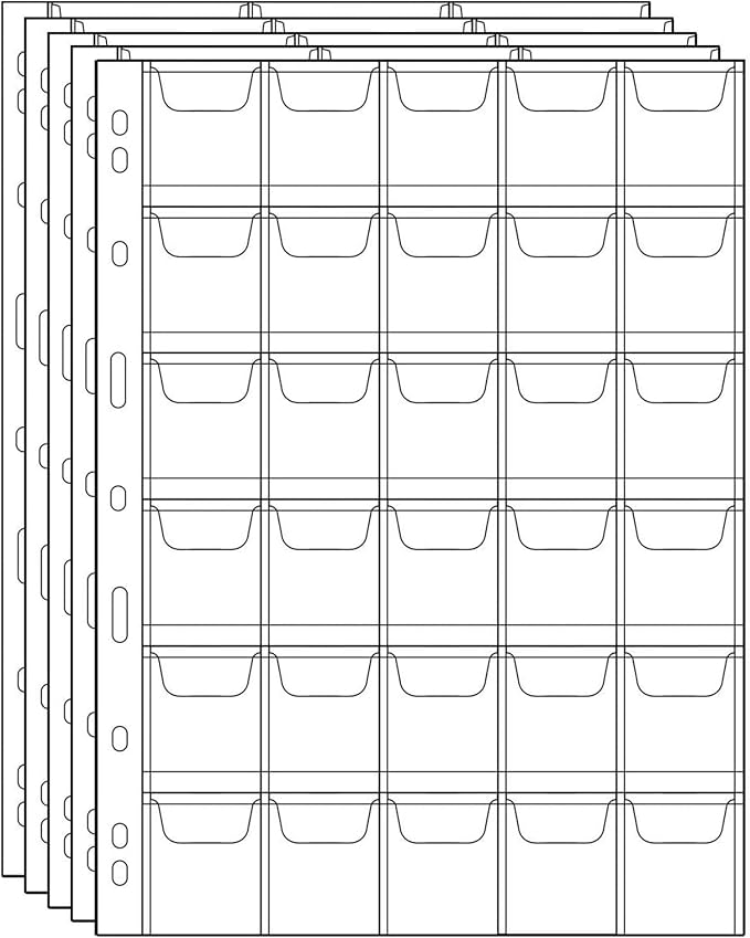 Coin Collecting Pages 5 Sheets 30 Pockets Standard 9Hole Coin Pocket Inserts by UnclePaul