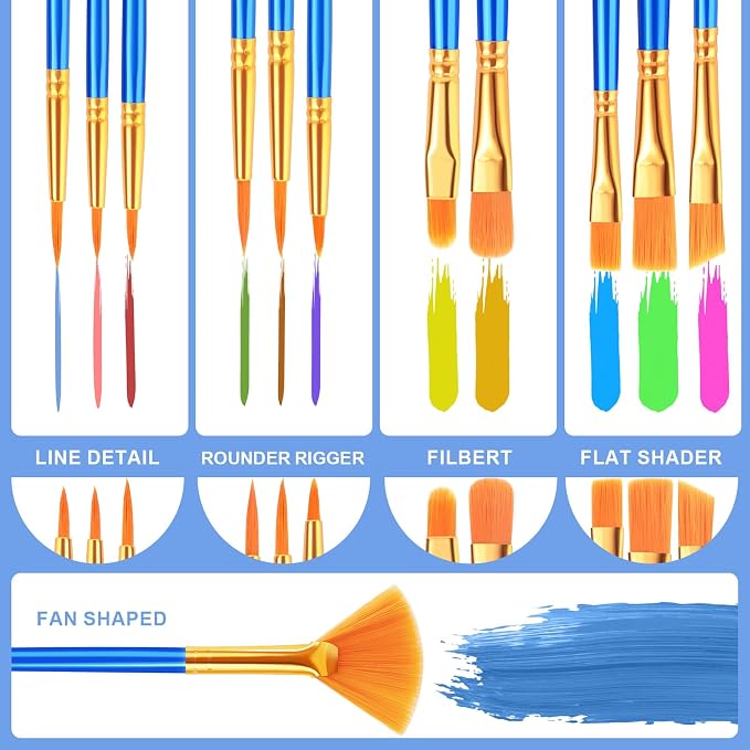 ESRICH Paint Brushes Set, 12 Sizes Paint Brush - Image 2