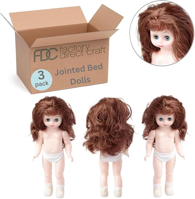 3 Auburn Brunette Full‑Body Dolls – Plastic Craft Doll Models, 13.5" | - Image 2
