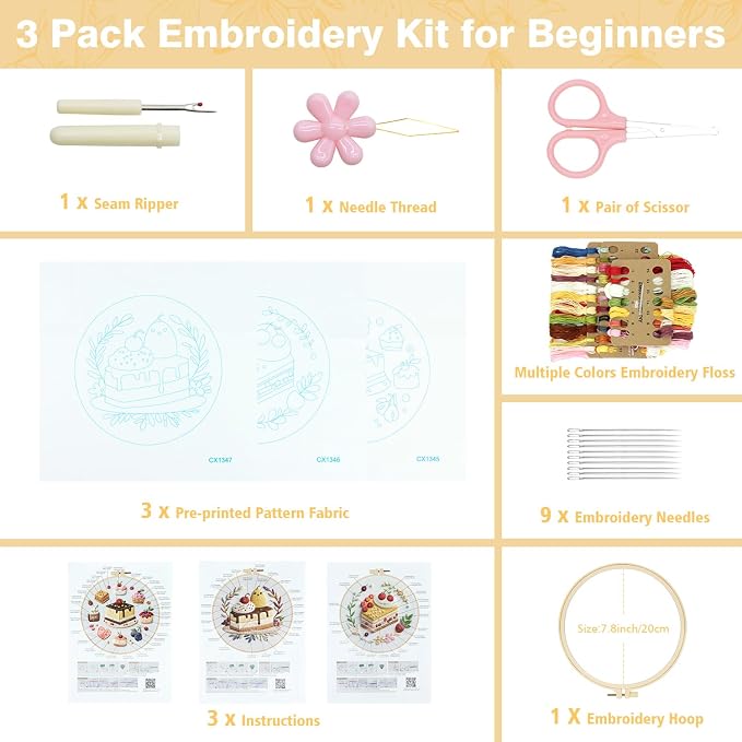 RidaaFri Embroidery Kit for Beginners, Includes Hoop, Step-by-Step Guide - Image 3