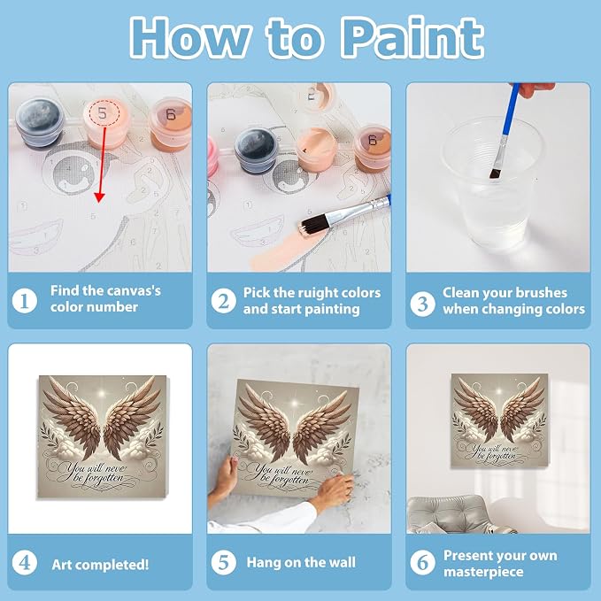 hkejoi Paint by Numbers Kit for Adults Beginner, Wing Paint by Numbers - Image 8