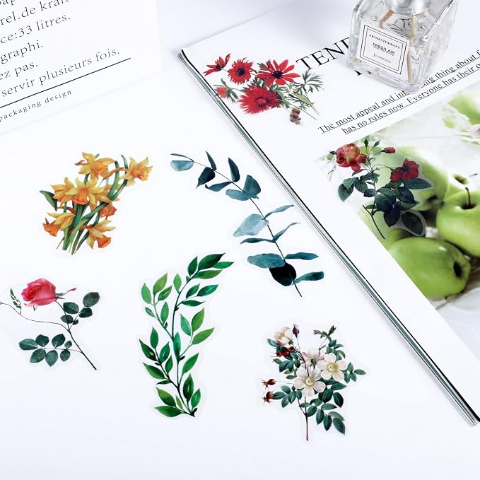80 Pieces Natural Vintage Flower Stickers - Image 2