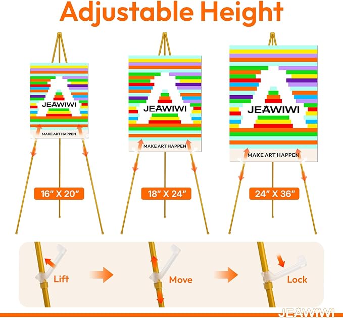 JEAWIWI 3PCS Golden Easel Stand - Image 4