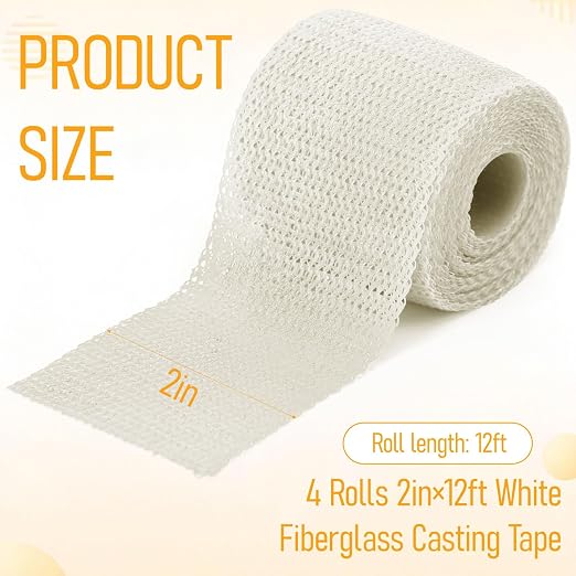 Geiserailie 4 Rolls White Fiberglass Casting Tape 2 in × 12 Ft Cast Orthopedic - Image 2