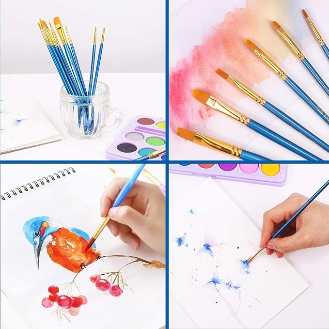 Acrylic Paint Brush Set, 4 Packs / 40 pcs Nylon Hair Brushes - Image 5