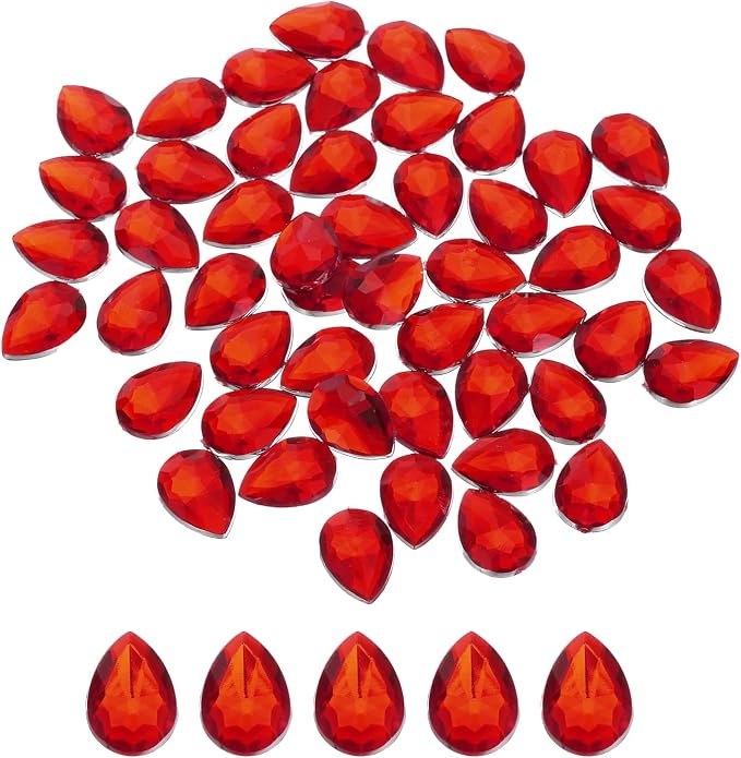 MECCANIXITY 50PCS Flat Back Acrylic Teardrop Gems 13x18mm Artificial Rhinestones by MECCANIXITY