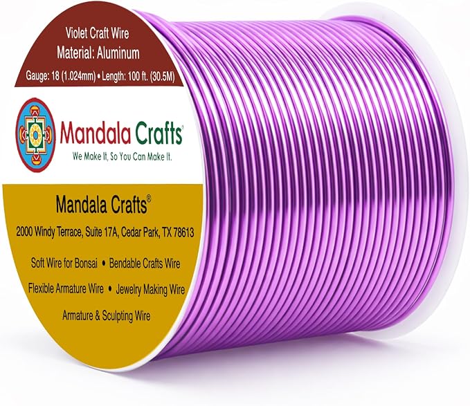 Mandala Crafts 18 Gauge Violet Anodized Aluminum Craft Wire, 100 FT | Colored by MandalaCrafts