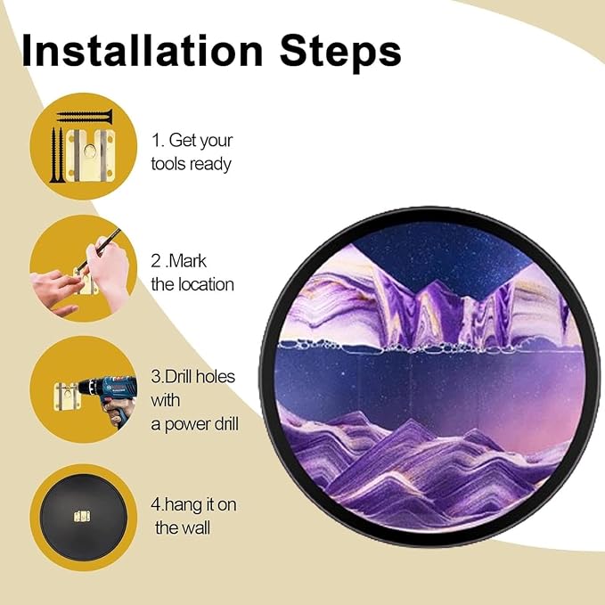 TNSLGHS Moving Sand Art, Wall Mounted Sand Art Liquid Motion, 360°Rotate Moving - Image 4