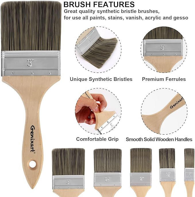 Double Thick Chip Paint Brush, Wood Stain Brushes - Image 4