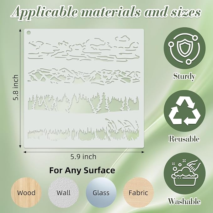 Texture Stencils for Crafts Reusable 16Pcs Stencils | DIY Art Painting Stencil - Image 4