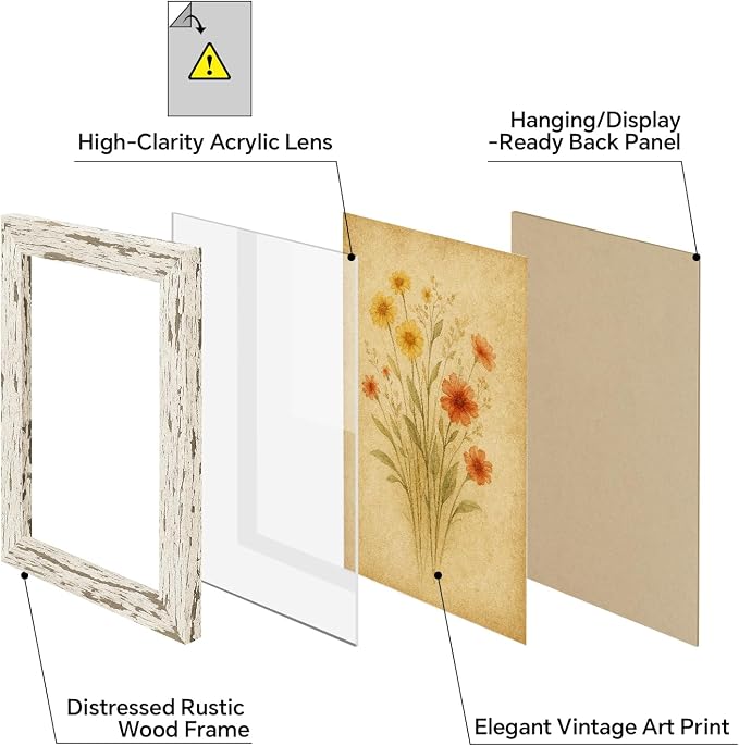 puthiac 11x14 Rustic Farmhouse Picture Frame, Distressed White, 1 Pack | - Image 3