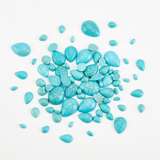 arricraft 80 Pcs Cracked Stone Cabochon, 8 Size Teardrop Shape Gemstones Beads - Image 4