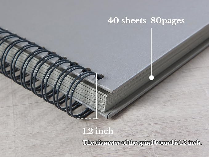potricher 8 x 8 Inch DIY Scrapbook Photo Album 80 Pages Thick Kraft Blank Gray - Image 4