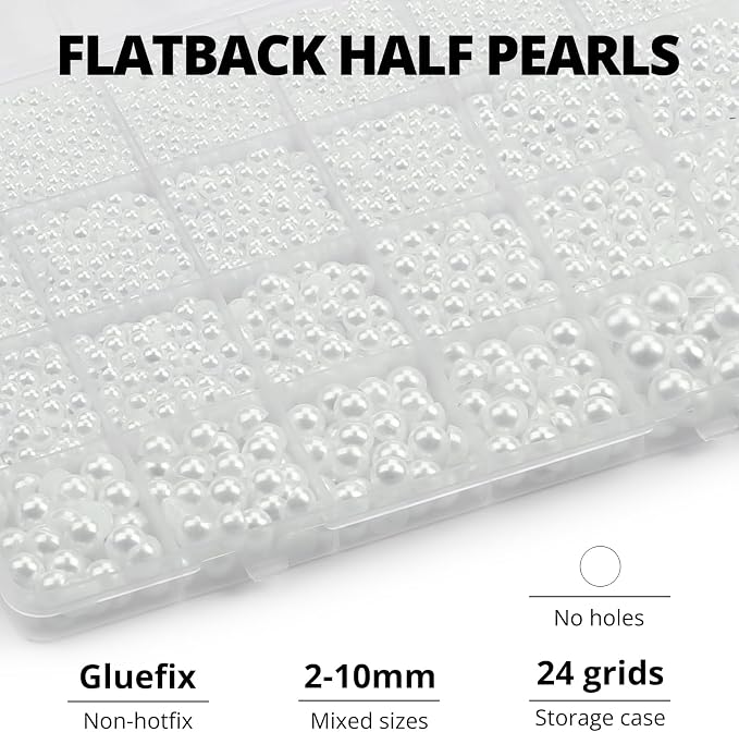 16500Pcs Half Pearls Beads for Crafting, Flat Back White Pearls 2-10mm Flatback - Image 3