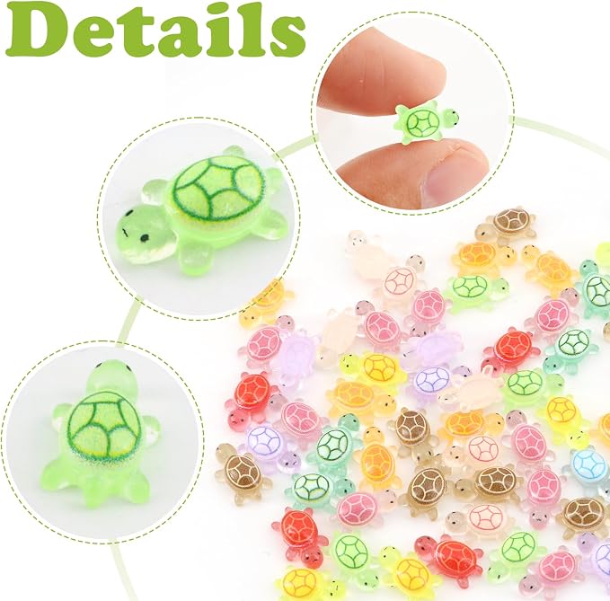 120Pcs Mini Resin Turtles, Glow in the Dark Miniature Tiny Turtles - Image 4