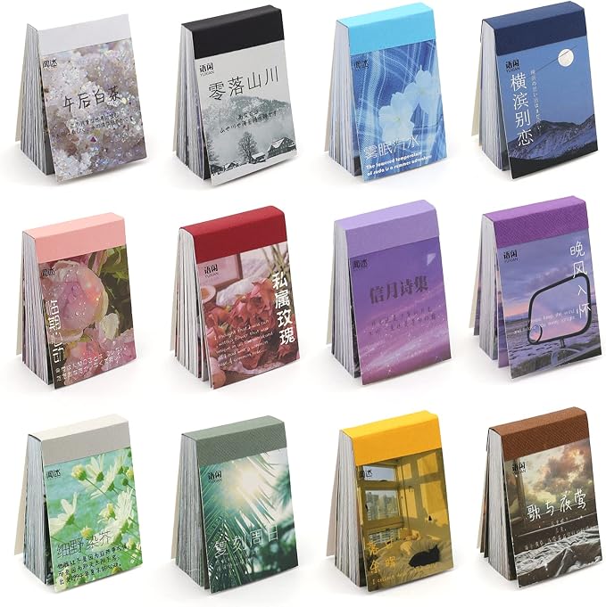 600 Pieces Washi Sticker Set, 12 Set Scrapbooking Diary Planner Album Diary by Daoeny