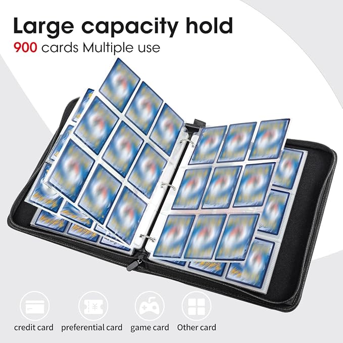 Sparkly Trading Card Binder 9-Pocket Zippered - Image 5