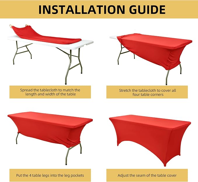 2-Pack 6ft Red Spandex Table Covers - Image 5