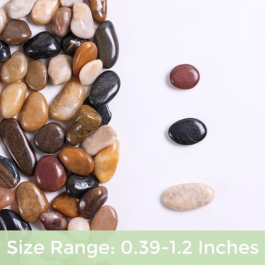 SIDONG 5 LB Mixed River Rocks, 0.4-1.2 Inches Highly Polished Pebbles - Image 9
