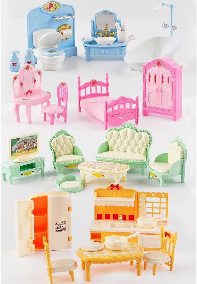35 Pcs Dollhouse Furniture Accessories Set Mini House Furniture Small Dollhouse by Unknown