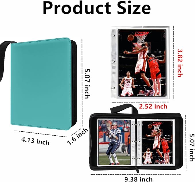 Mini Card Binder, 1-Pocket Super Lightweight Zipper Binder Holds 80+ Trading - Image 3