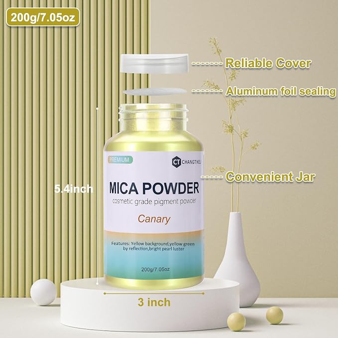 Mica Powder, 7.05OZ（200g）, Canary Mica Powder Pigment - Image 3