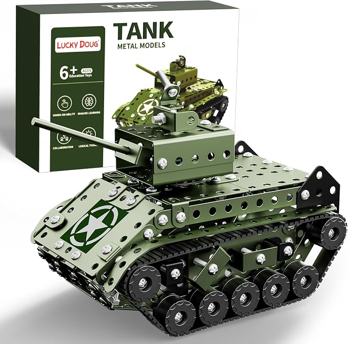 Lucky Doug STEM Building Projects Model Army Tank Set by LuckyDoug