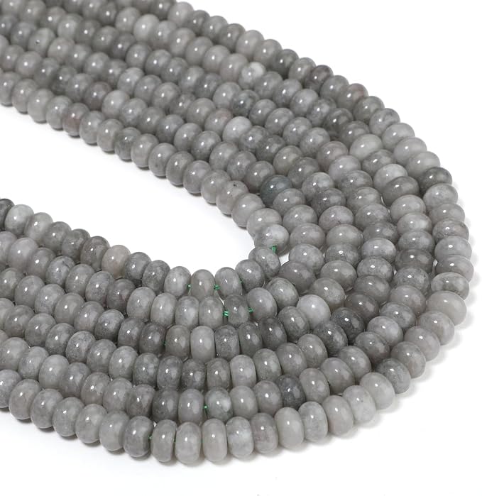 Songxi 5x8mm Natural Green Jadeite Stone Rondelle Beads, Gemstone - Image 2