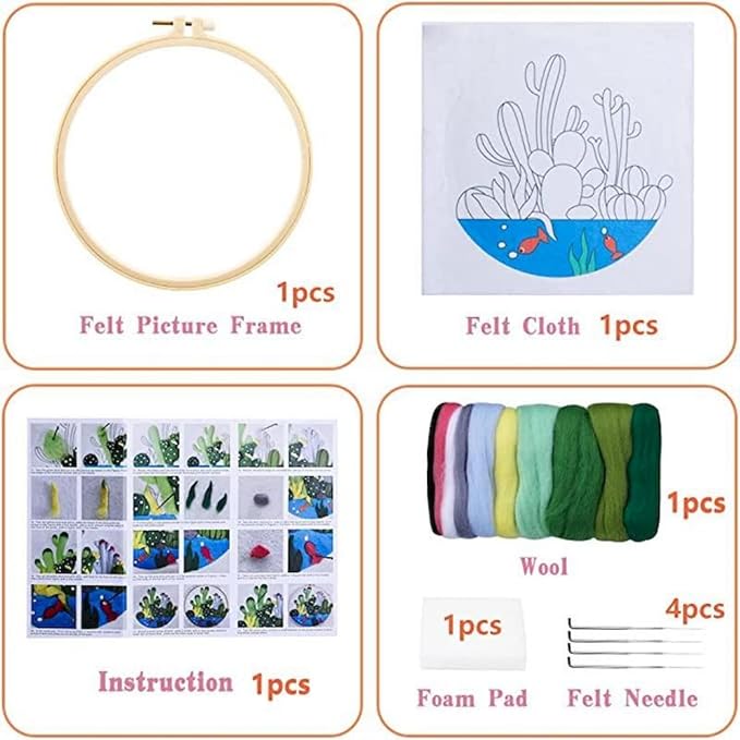 CaptainCrafts Needle Felting Kit, Wool Felt Supplies, Embroidery Hoops - Image 7