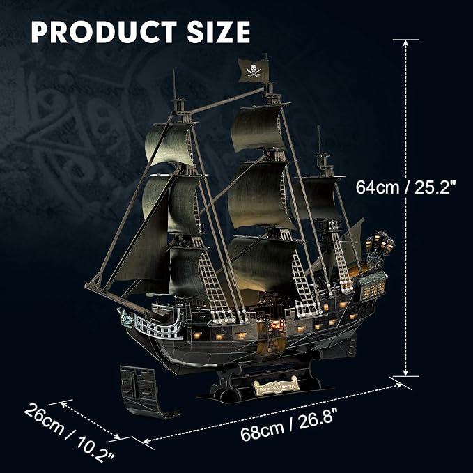 3D Puzzle for Adults Moveable LED Pirate Ship - Image 6