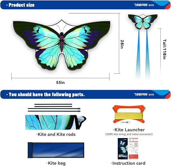 SGftre Green Butterfly Kite Premium Quality, Beach and Park Kite - Image 5