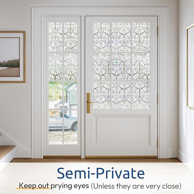 rabbitgoo Window Privacy Film, Diamond Pattern, 17.5" x 78.7" | Stained Glass - Image 4