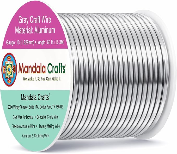Mandala Crafts 13 Gauge Gray Anodized Aluminum Craft Wire, 60 FT | Colored by MandalaCrafts