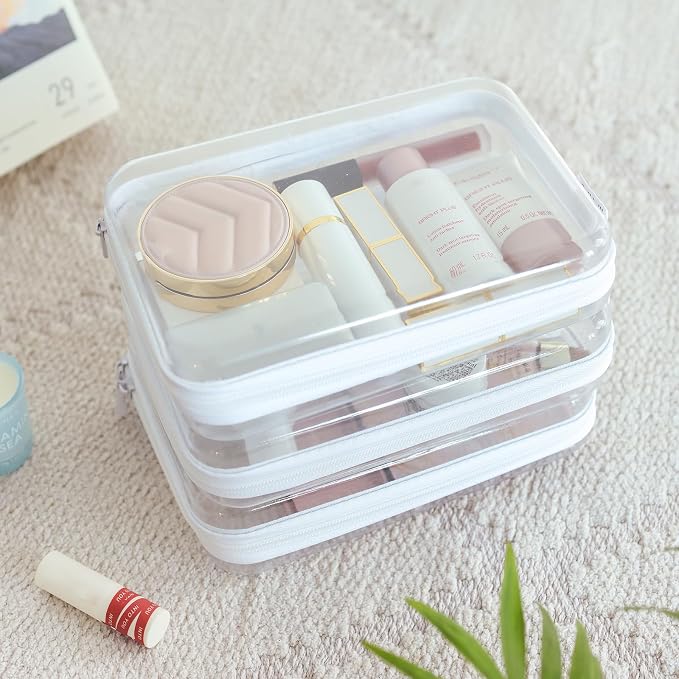 CoiiJoii 6PCS Clear Hard Shell Zipper Case, Portable Cosmetic Bag - Image 2