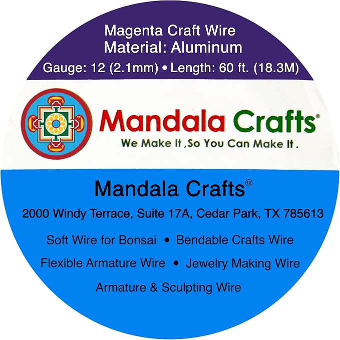 Mandala Crafts 12 Gauge Magenta Anodized Aluminum Craft Wire, 60 FT | Colored - Image 3