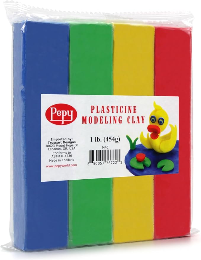 Pepy Reusable and Non-Drying Oil-Based Plasticine Modeling Clay, Primary Colors by Pepy
