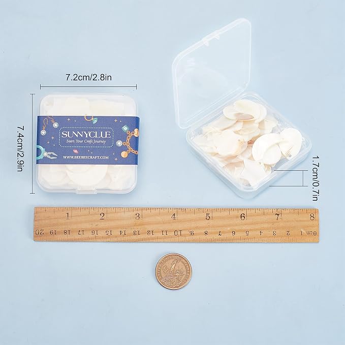 SUNNYCLUE 1 Box 36Pcs 6 Styles Natural Freshwater Shell Pendants Flat Round - Image 7