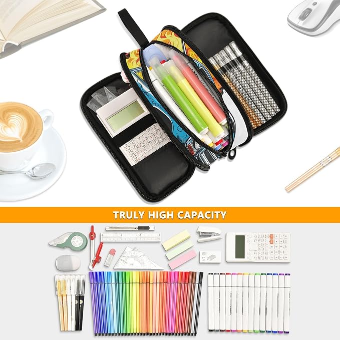 Truck Flame Pencil Case Box Boys Girls Large Pencil Pouch - Image 5