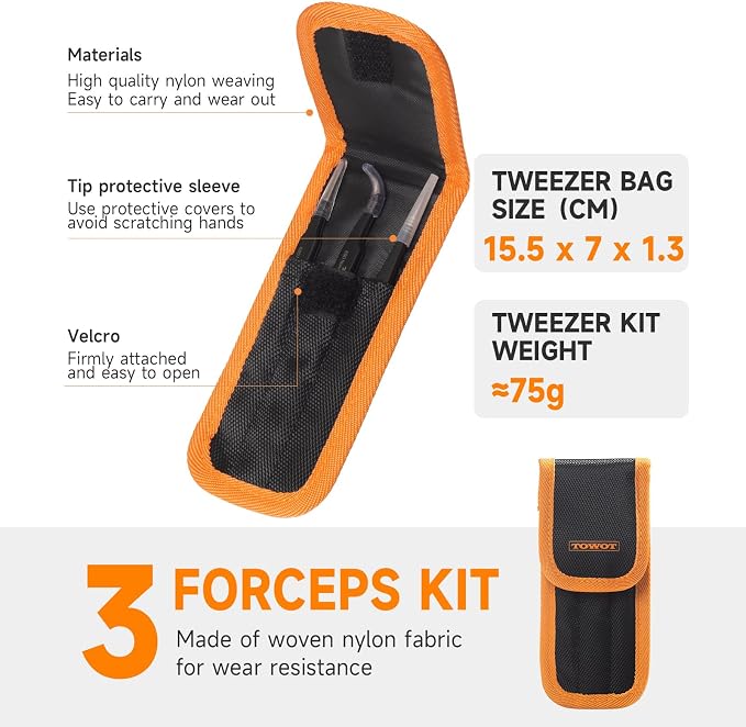 TOWOT 3 PCS Precision Tweezers Set, Premium Anti-static Stainless Steel - Image 4