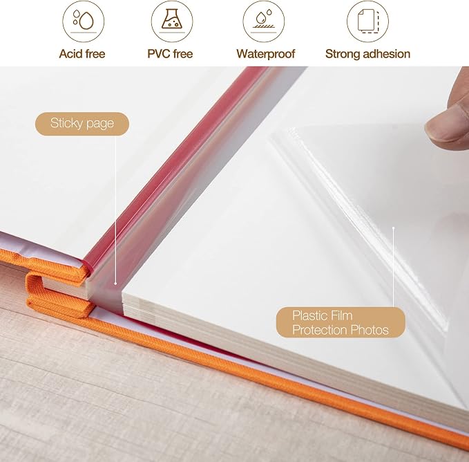 potricher Large Photo Album Self Adhesive 4x6 5x7 8x10 Pictures Linen Cover 40 - Image 4