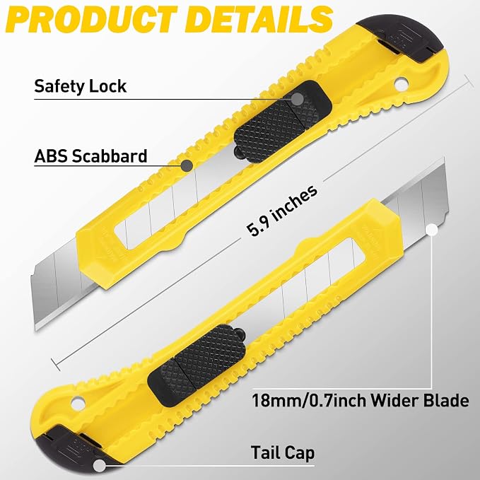 DIYSELF 14 Pack Box Cutter Retractable, 18mm Box Knife, Utility Knife - Image 4