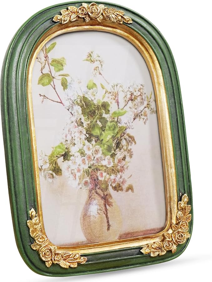 Cuspin 8x10 Vintage Picture Frame, Ornate Green and Gold Frames, Hand-Crafted by Cuspin