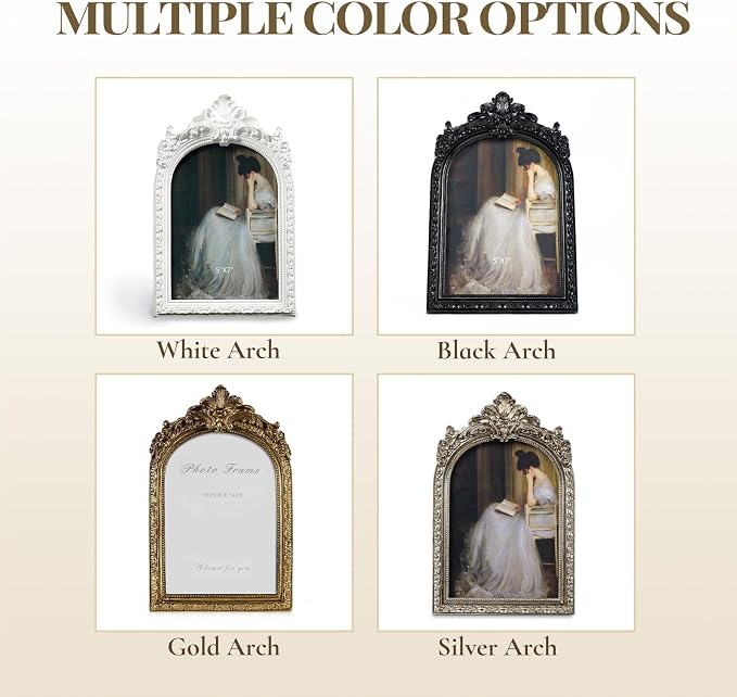 Cuspin 5x7 Picture Frame Arched Gold Frames, Vintage Bronze 5 by 7 Photo Frame - Image 6