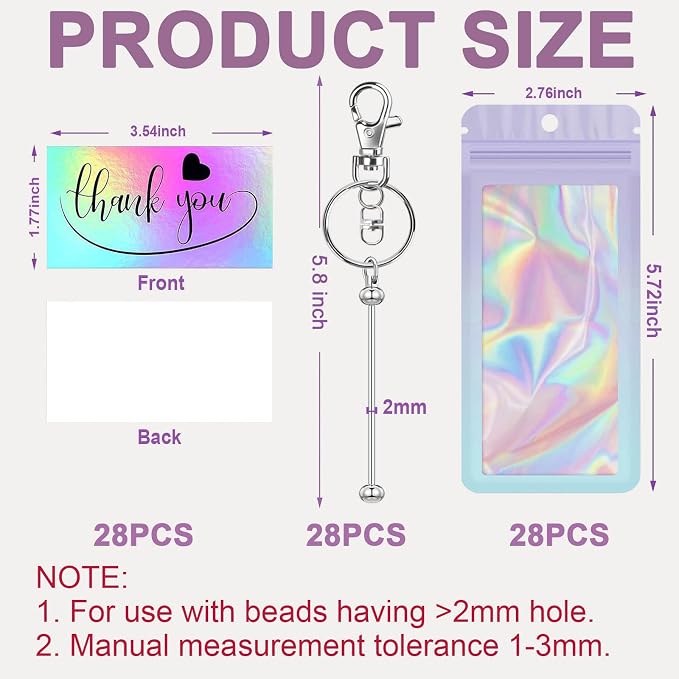 42/84/126 Pcs Beadable Keychain Bars Bulk Blank DIY Beaded Keychain Making - Image 2