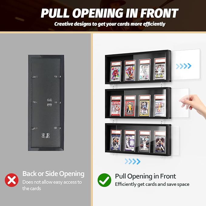 Emfogo Card Display Case, 3 Pack Trading Card Display Frame Wall Mount - Image 3