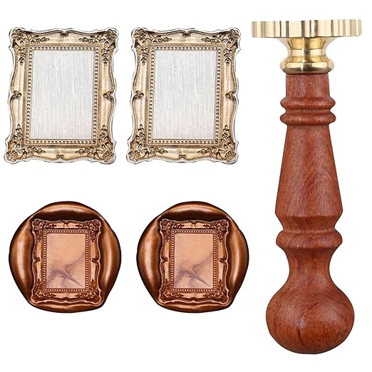 Frame Wax Seal Stamp, 3D Embossed Relief Carving Head and Wood Handle by HOSEALING