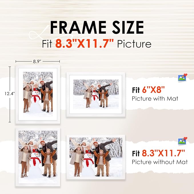 FIXSMITH A4 Picture Frame Set of 2, Display Pictures 6x8 - Image 2