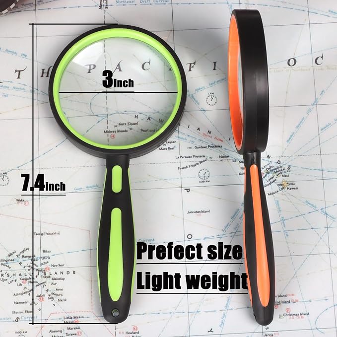 Ocim 2 Pack Magnifying Glass, 75mm 10X Handheld Shatterproof Magnifier Lens - Image 4